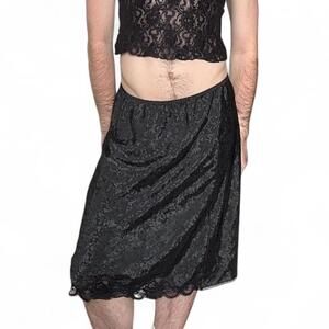 SILKY BLACK SLIP SKIRT